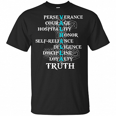 Nine Noble Virtues True Viking Warrior Valhalla Odin T-Shirt