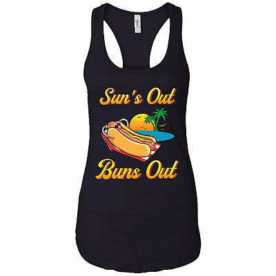 Sun's Out Buns Out Cotton Tank Top Tee - Ladies Racerback Tank