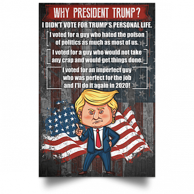 Why President Trump I Vote For An Imperfect Guy Who Was Perfect For The Job Unframed Poster - Trump 2020 Sign