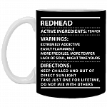 Redhead Active Ingredients Temper Warnings Extremely Addictive Funny Coffee Mug - Beer Stein - Water Bottle