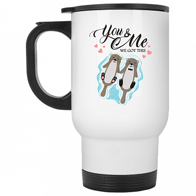 14 oz. White Travel Mug