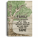 Family Like a Branches in a Tree We All Grow Gallery Wrapped Framed Canvas Prints - Unframed Poster
