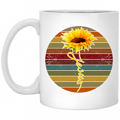 Sunflower Jesus Love Religion Vintage Ceramic Coffee Mug - Beer Stein -Water Bottle - Color Changing Mug
