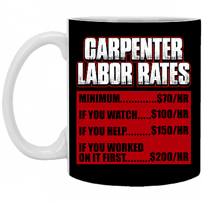 Carpenter Labor Rates Ceramic Coffee Mug - Beer Stein -Water Bottle - Color Changing Mug