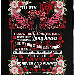 To My Wife I Know The Distance Is Hard Love You Forever and Always Husband Fleece Blanket - Sherpa Blanket