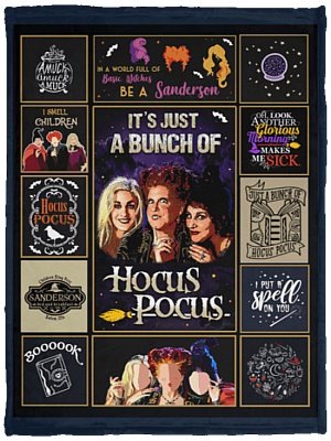 It's Just A Bunch Of Hocus Three Witches Fleece Blanket - Premium Sherpa Blanket - Woven Blanket
