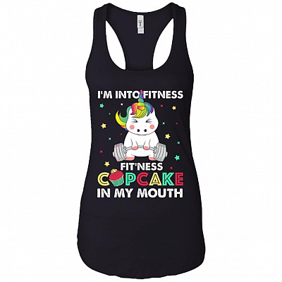 I'm Into Fitness Fit'ness Cupcake in My Mouth Cotton Tank Top Tee - Racerback Tank Shirt