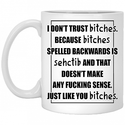 Don't Trust Bitches Because Bitches Spelled Backwards Sehctib Ceramic Coffee Mug - Beer Stein -Water Bottle