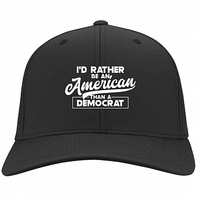 I'd Rather Be An American Than A Democrat Trump Twill Cap - High-Profile Snapback -Trucker Hat