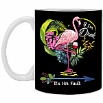 If Im Drunk Its Her Fault Wine Flamingo #1 Ceramic Coffee Mug - Beer Stein -Water Bottle - Color Changing Mug