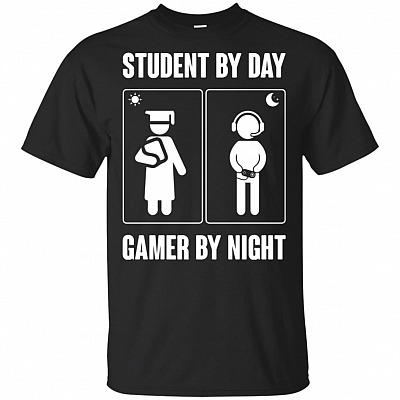 Student By Day Gamer By Night T-Shirt - Funny Video Games Gift Shirt