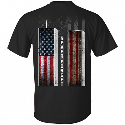 Never Forget US Flag Print On Back T-Shirt