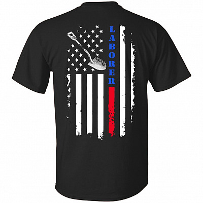 Happy Labor Day Print On Back T-Shirt - American Flag Holiday Shirt