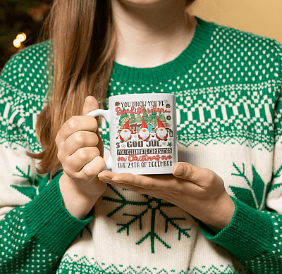 Alternative view of You Know You'are Swedish When God Jul Gnome Christmas Mug - Beer Stein - Water Bottle - Color Changing Mug