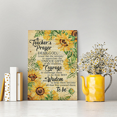 Alternative view of A Teacher's Prayer Dear God Grant Me the Serenity Gallery Wrapped Framed Canvas Prints - Unframed Poster