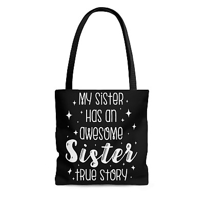My Sister Has An Awesome Sister True Story Vintage Canvas Tote Bag-Shoulder Bag-Reusable Grocery Shopping Bag