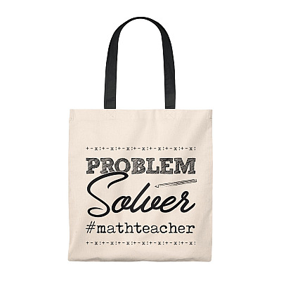 Problem Solver Math Teacher Vintage Canvas Tote Bag - Shoulder Bag - Reusable Grocery Shopping Bag