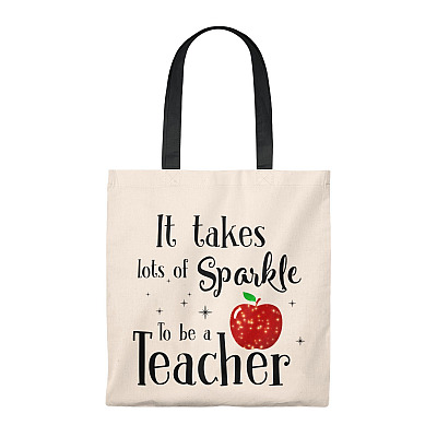 It Takes Lots Of Sparkle To Be A Teacher Vintage Canvas Tote Bag-Shoulder Bag-Reusable Grocery Shopping Bag