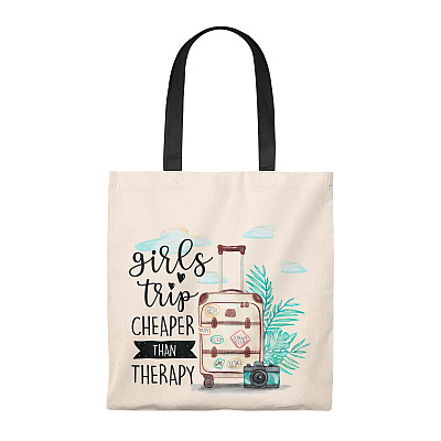 Girls Trip Cheaper Than Therapy Vintage Canvas Tote Bag - Shoulder Bag - Reusable Grocery Shopping Bag