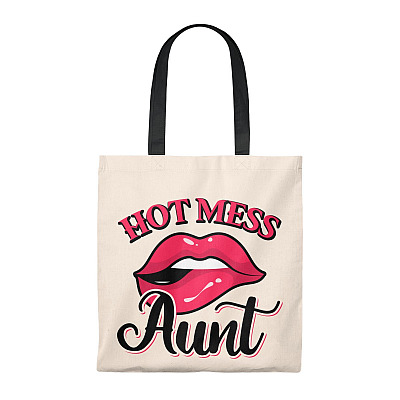 Hot Mess Aunt Vintage Canvas Tote Bag - Shoulder Bag - Reusable Grocery Shopping Bag