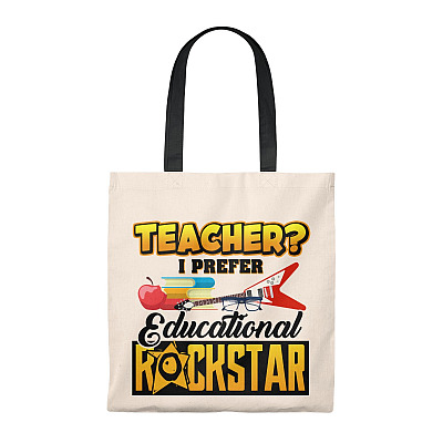 Teacher I Prefer Educational Rock-star Vintage Canvas Tote Bag - Shoulder Bag - Reusable Grocery Shopping Bag