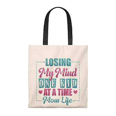 Losing My Mind One Kid At A Time Mom Life Tote Bag - Shoulder Bag - Reusable Grocery Shopping Bag