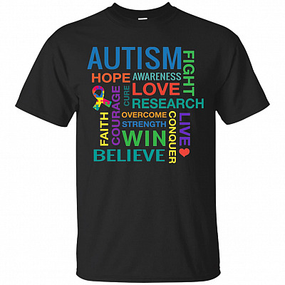 Autism Awareness Love Hope Fight Believe Win T-Shirt