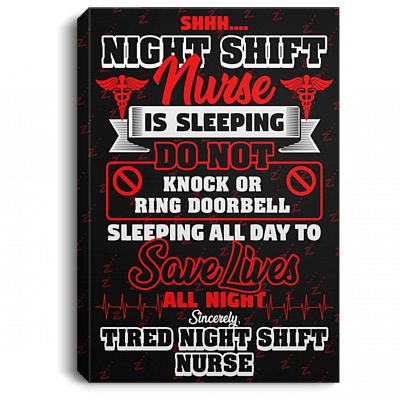 Night Shift Nurse Sleeping Do Not Knock Or Ring Doorbell Framed Canvas Prints - Unframed Poster