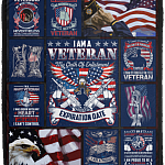 I Am Veteran My Oath of Elistiment Fleece Blanket - Premium Sherpa Blanket - Woven Blanket