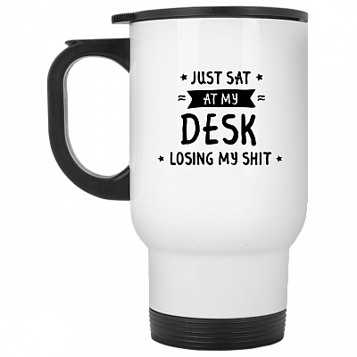 14 oz. White Travel Mug