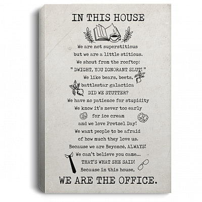 In This Hou-se We Are Not Superstitious We Are Little Stitious The Framed Office Canvas - Unframed Poster