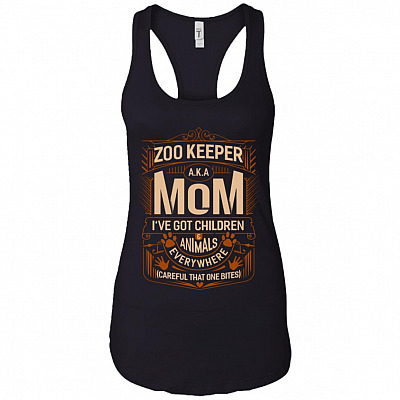 Zoo Keeper Aka Mom I've Got Children Animals Everywhere Cotton Tank Top Tee - Ladies Racerback Tank