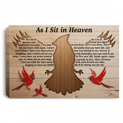 Cardinal As I Sit in Heaven And Watch You Everyday In Memory Framed Canvas - Unframed Poster
