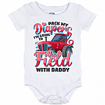 Pack My Diapers I'm Going To The Field With Daddy Baby Onesie - Infant Bodysuit