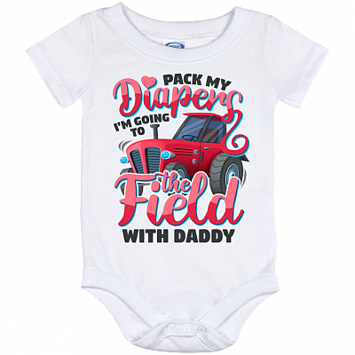 Pack My Diapers I'm Going To The Field With Daddy Baby Onesie - Infant Bodysuit