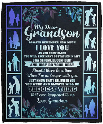 Grandma Dear Grandson Always Remember How Much I Love You Fleece Blanket - Premium Sherpa Blanket