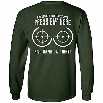 Alternative view of Passenger Instructions Press Em' Here and Hang On Tight Biker Print On Back Sweatshirt - Long Sleeve