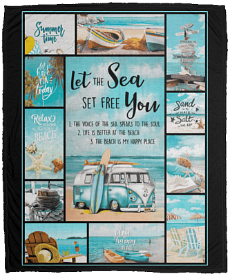 Let The Sea Set You Free Fleece Blanket - Premium Sherpa Blanket