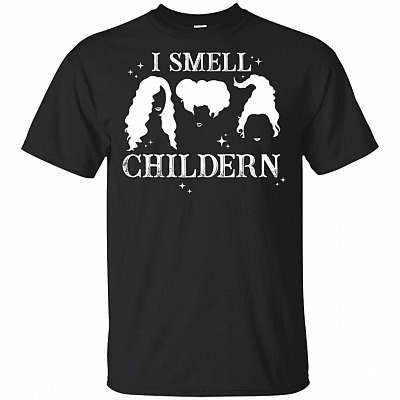 I Smell Children Hocus Three Witches Hallowen Pocus T-Shirt V-neck - Fun Witchcraft Halloween Custom Shirt