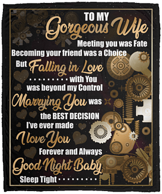 To My Gorgeous Wife Mechanic Husband Fleece Blanket - Premium Sherpa Blanket