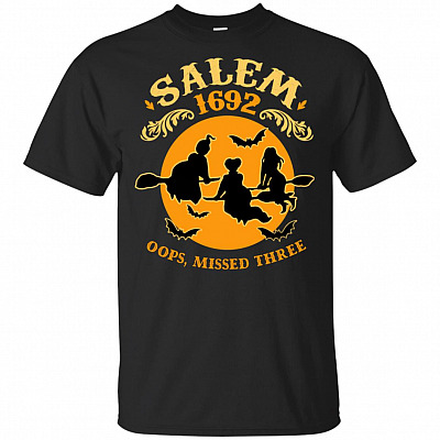 Salem Witch Oops Missed Three Hocus Halloween T-Shirt
