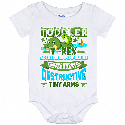Toddler T-rex Aggressive and Impulsive Temperamental Destructive Tiny Arms Baby Onesie - Baby Infant Bodysuit