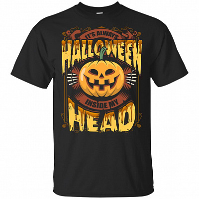 It's Always Halloween Inside My Head Pumpkins T-Shirt - V-Neck Shirt