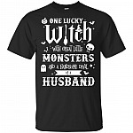 One Lucky Witch With Great Little Monsters and A Handsome Devil of A Husband T-Shirt
