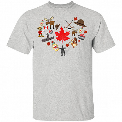 Canada Iconic Symbols Maple Leaf Goose Hockey T-shirt - V-neck
