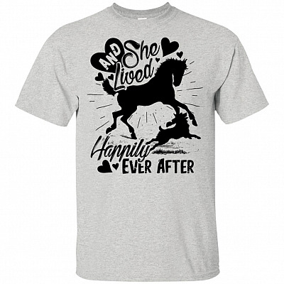 And She Lived Happily Ever After Dog With Horse Lovers T-shirt - V-neck