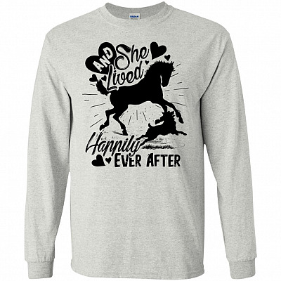 And She Lived Happily Ever After Dog With Horse Lovers Hoodie - Long Sleeve - Sweatshirt