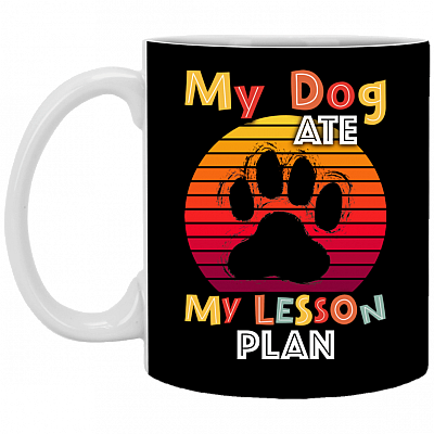 My Dog Ate My Lesson Plan Vintage Ceramic Coffee Mug - Beer Stein -Water Bottle - Color Changing Mug