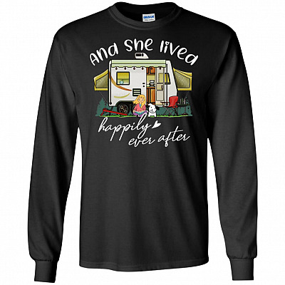 Camper Van And Dog And She Lived Happily Ever After Hoodie - Long Sleeve - Sweatshirt