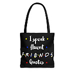 I Speak Fluent  Friends Quotes Vintage Canvas Tote Bag - Shoulder Bag - Reusable Grocery Shopping Bag